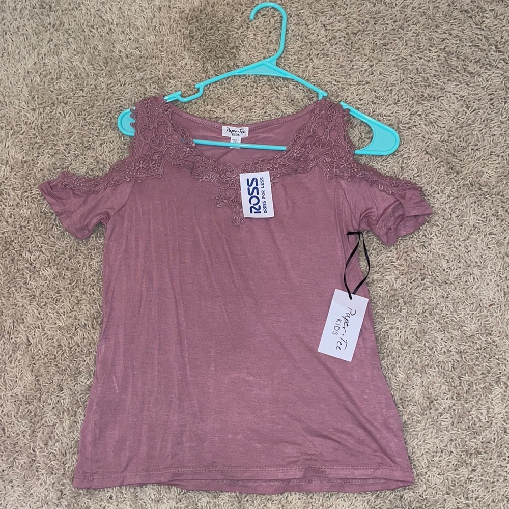 Paper + Tee pink no shoulder top w/ tags!